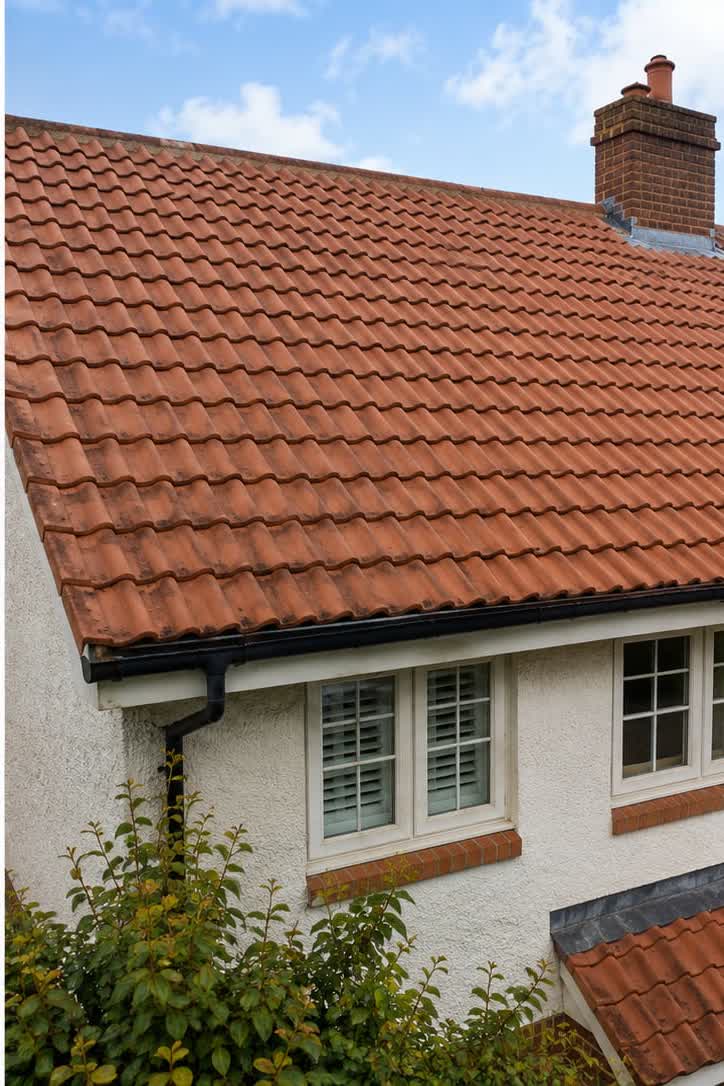 The same roof clear of moss after hand removal and an appropriate treatment or soft-wash treatment
