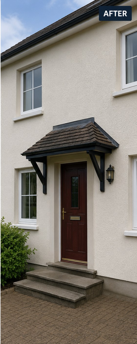 The same rendered house front clean and even after soft washing, Wilmslow